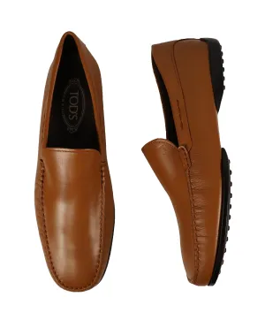 TOD’S -Brown “LOGO Gommini” Vamp Engraved Italian Leather Loafers- 14