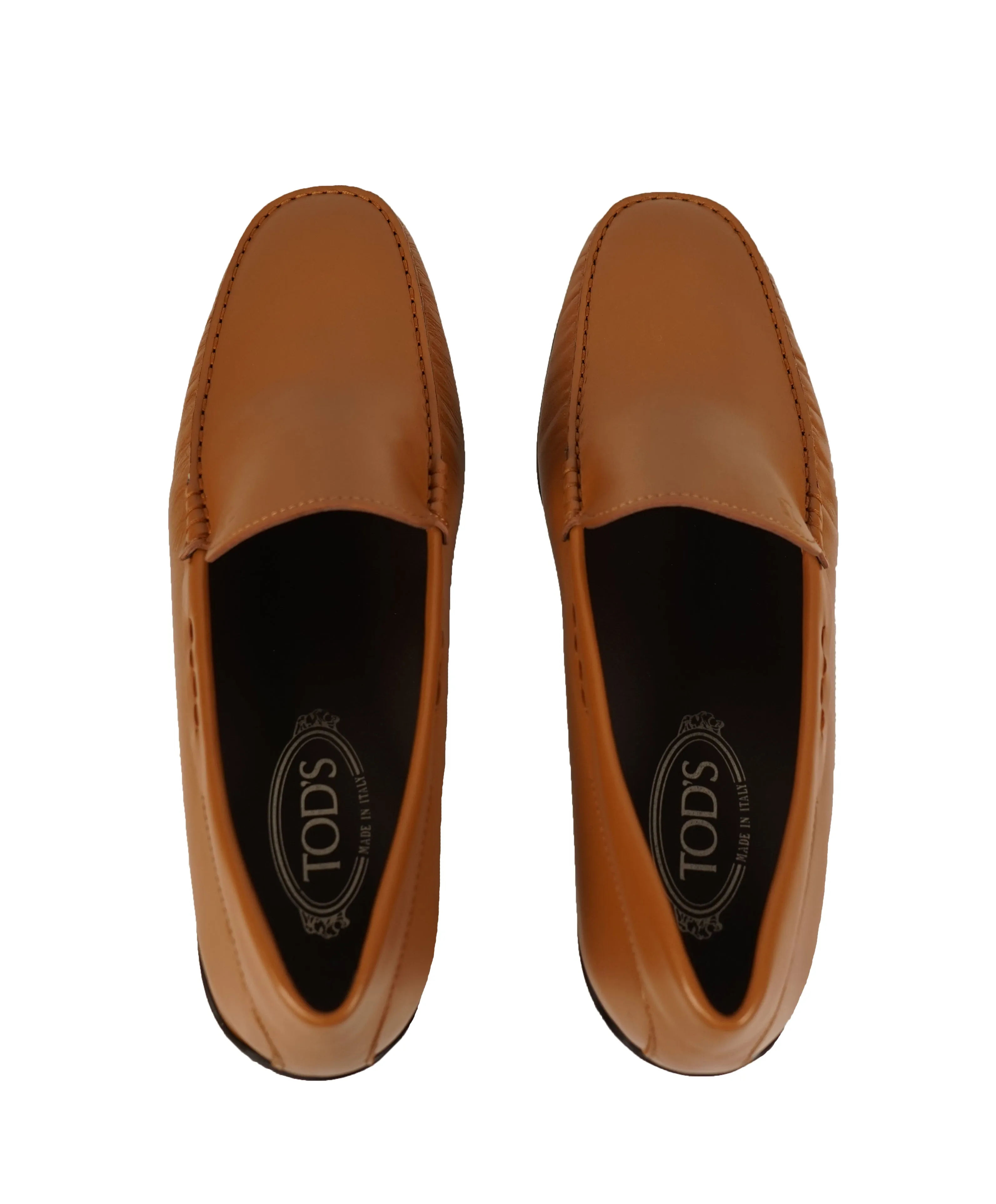 TOD’S -Brown “LOGO Gommini” Vamp Engraved Italian Leather Loafers- 14