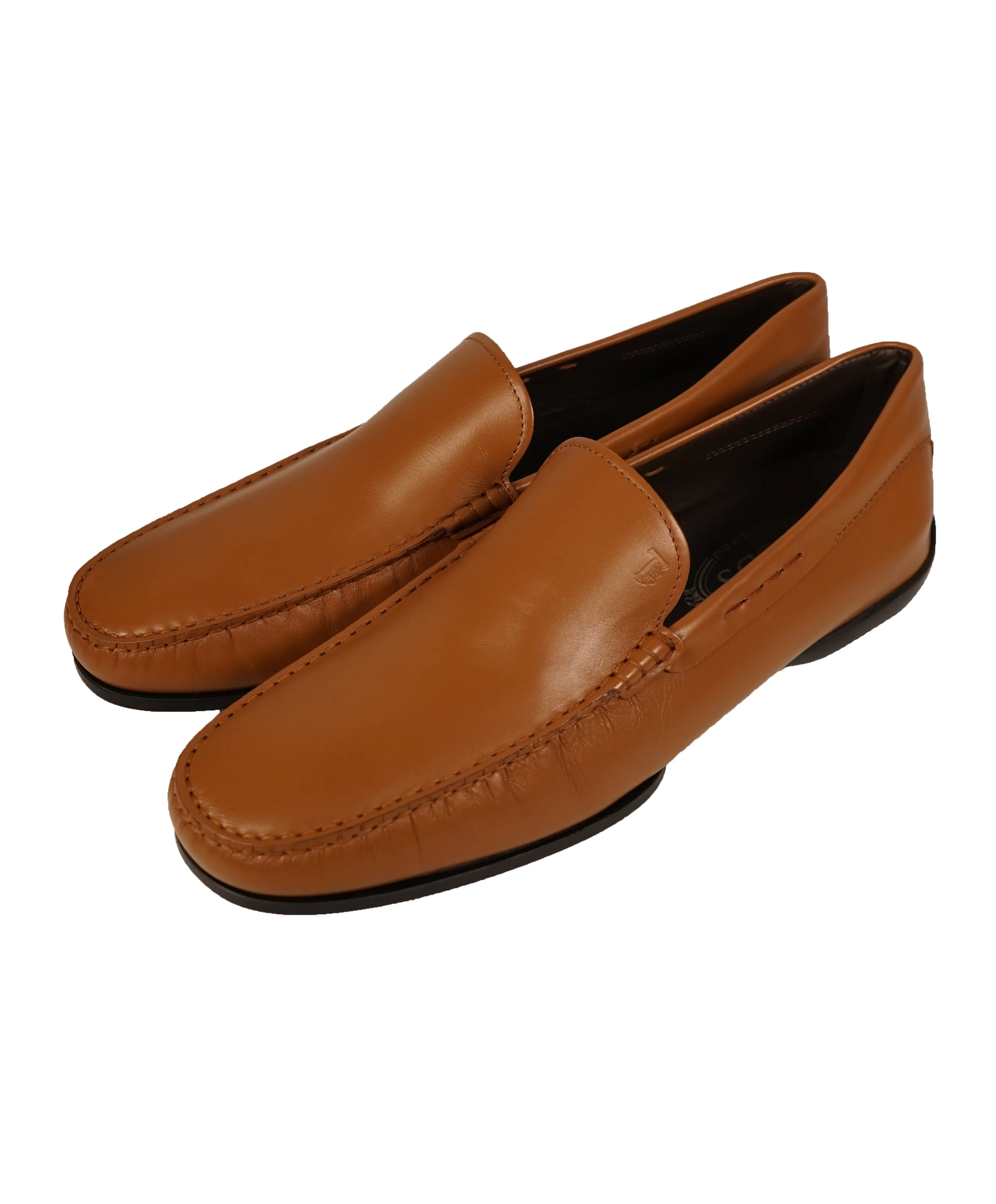TOD’S -Brown “LOGO Gommini” Vamp Engraved Italian Leather Loafers- 14