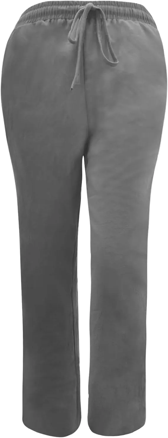 tuduoms Linen Palazzo Pants for Women Summer Business Casual Dressy Comfy Loose Trousers High Waist Lounge Yoga Joggers