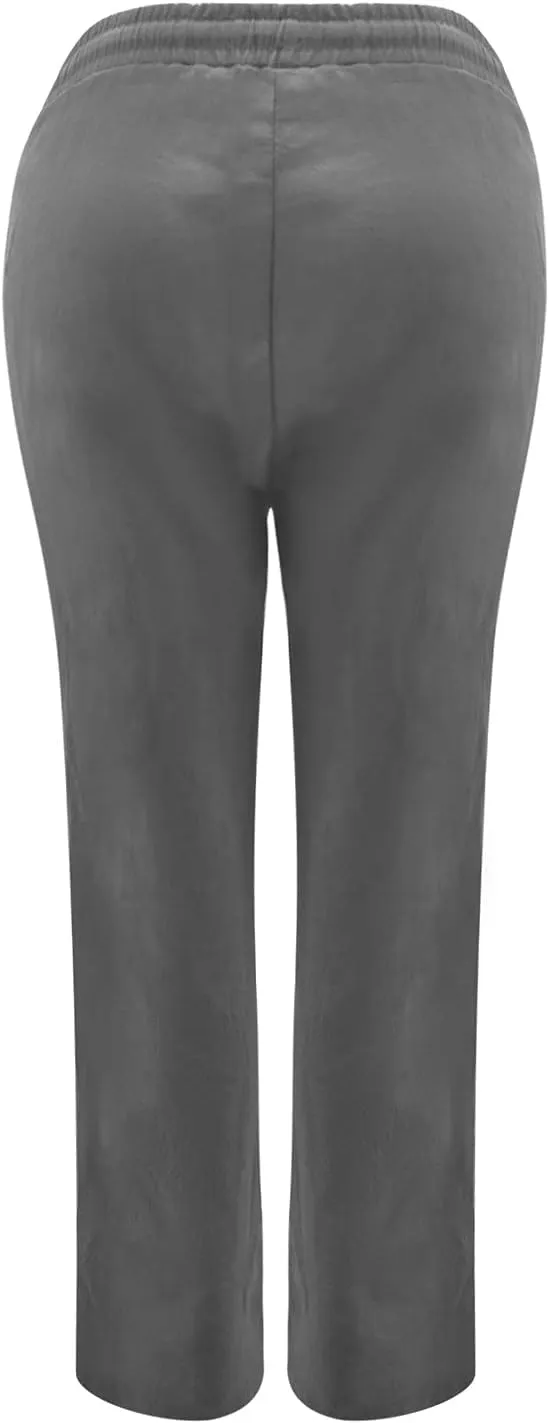 tuduoms Linen Palazzo Pants for Women Summer Business Casual Dressy Comfy Loose Trousers High Waist Lounge Yoga Joggers