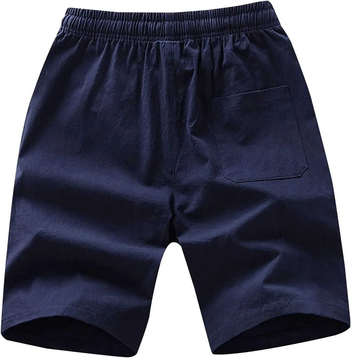 tuduoms Men's 5" Inseam Linen Casual Short Summer Beach Lightweight Board Slim-Fit Shorts Elastic Waist Pockets Short Pants