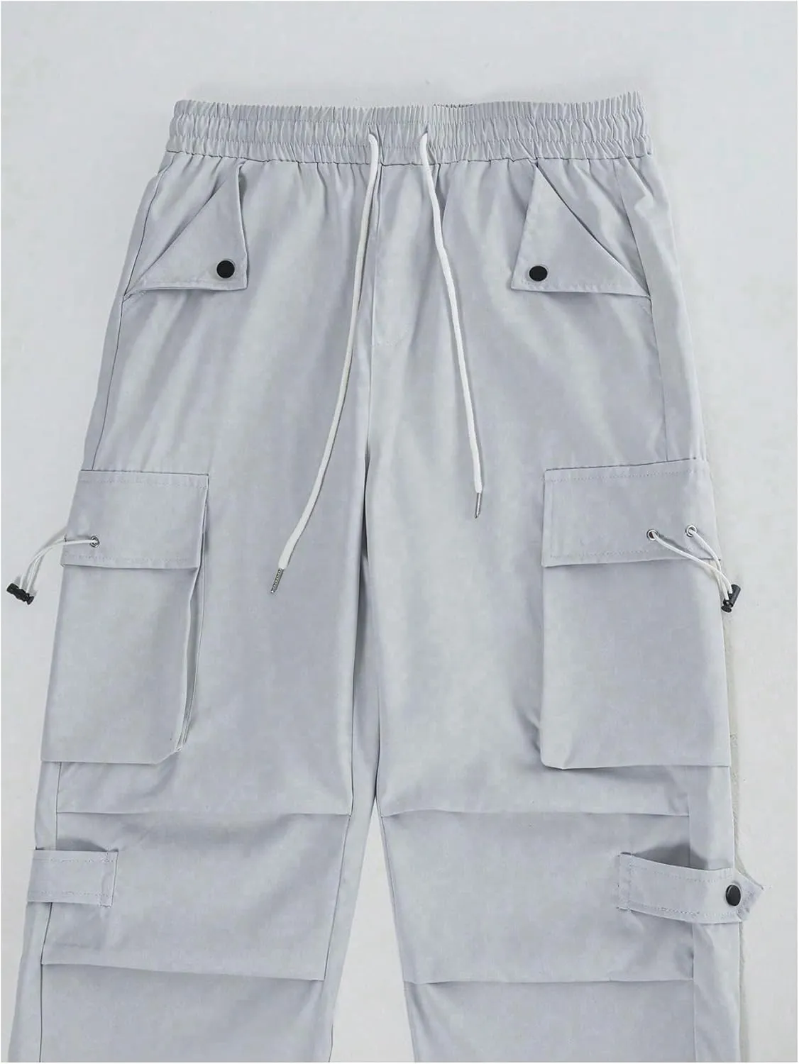 Verdusa Men's Casual Elastic Waist Flap Pockets Loose Cargo Pants Joggers
