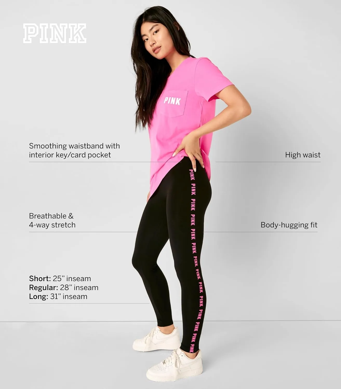 Victoria's Secret Women's Pink Logo Cotton Leggings (XS-XXL)