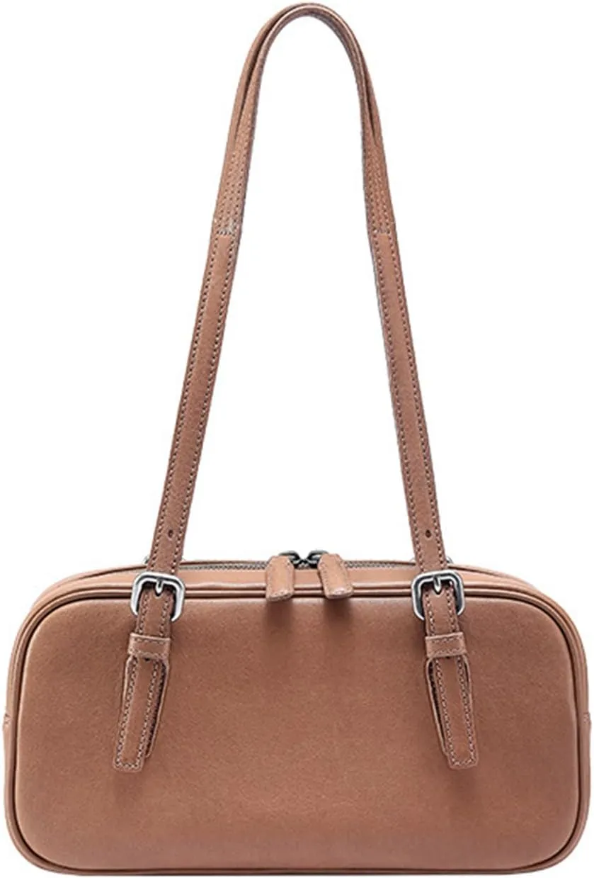 Vintage PU Top Handle Handbag for Women - Stylish Shoulder Bag with Zipper Closure, Everyday Use
