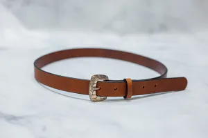 Water Buffalo Leather Belt, 1" wide, Tortoise Shell Buckle [Quick Ship]