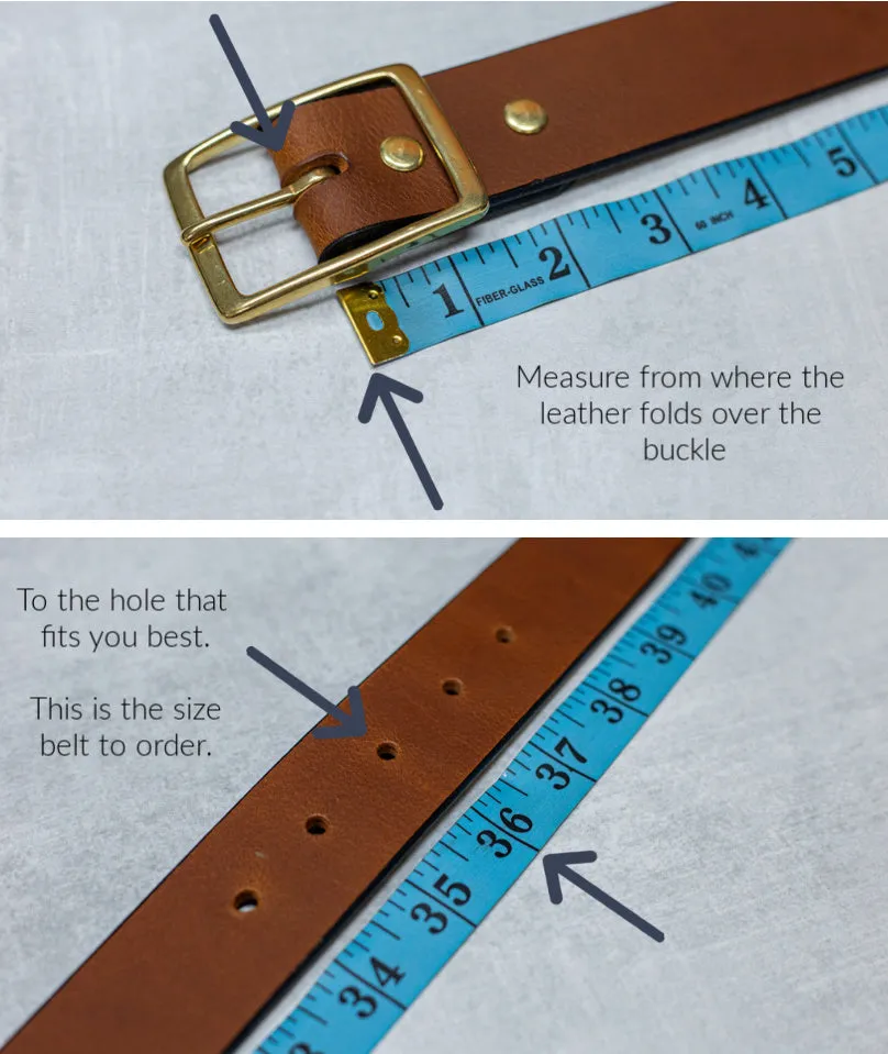 Water Buffalo Leather Belt, 1" wide, Tortoise Shell Buckle [Quick Ship]