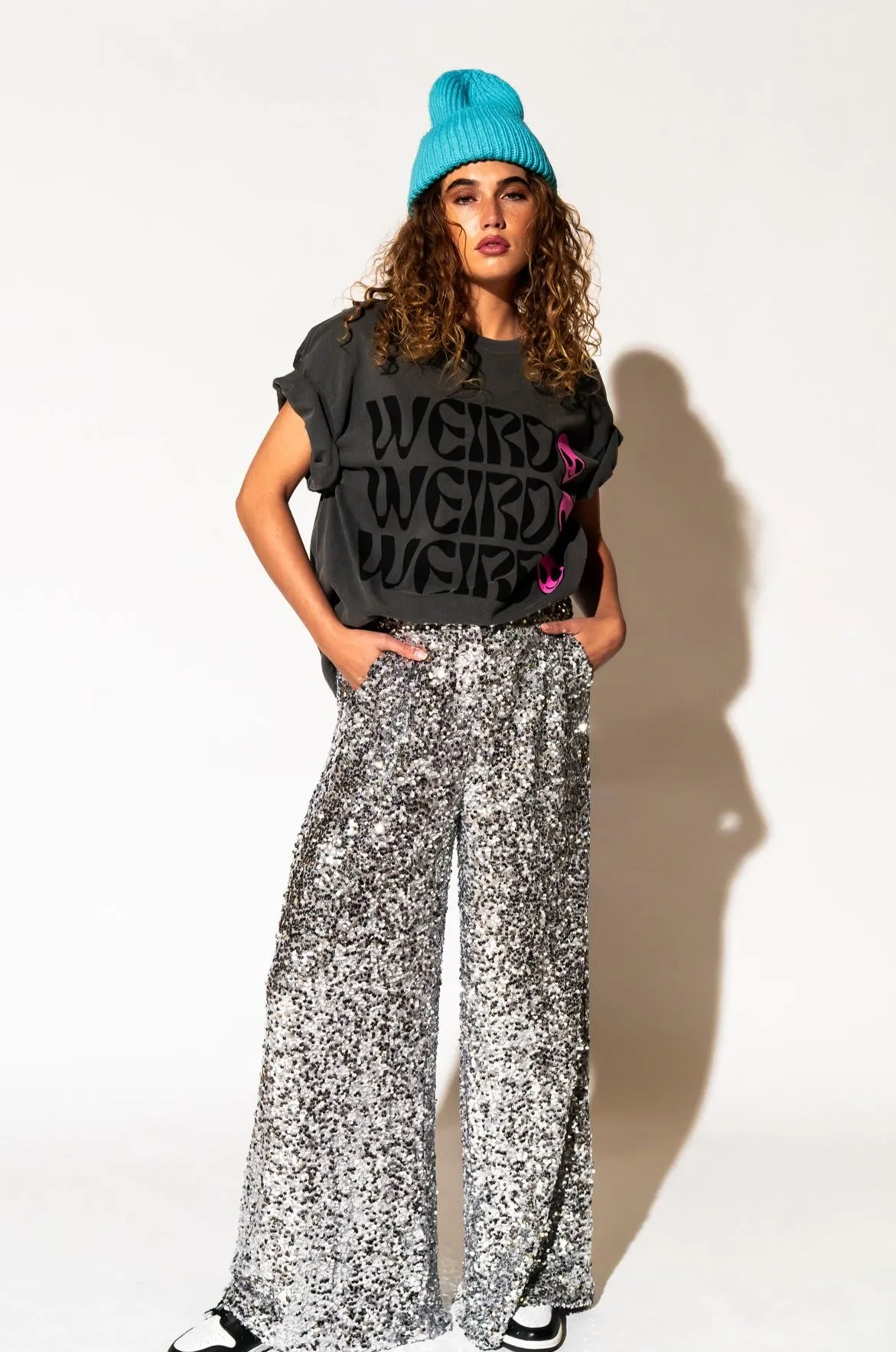 Weirdo Alien Tee in Charcoal   Pink