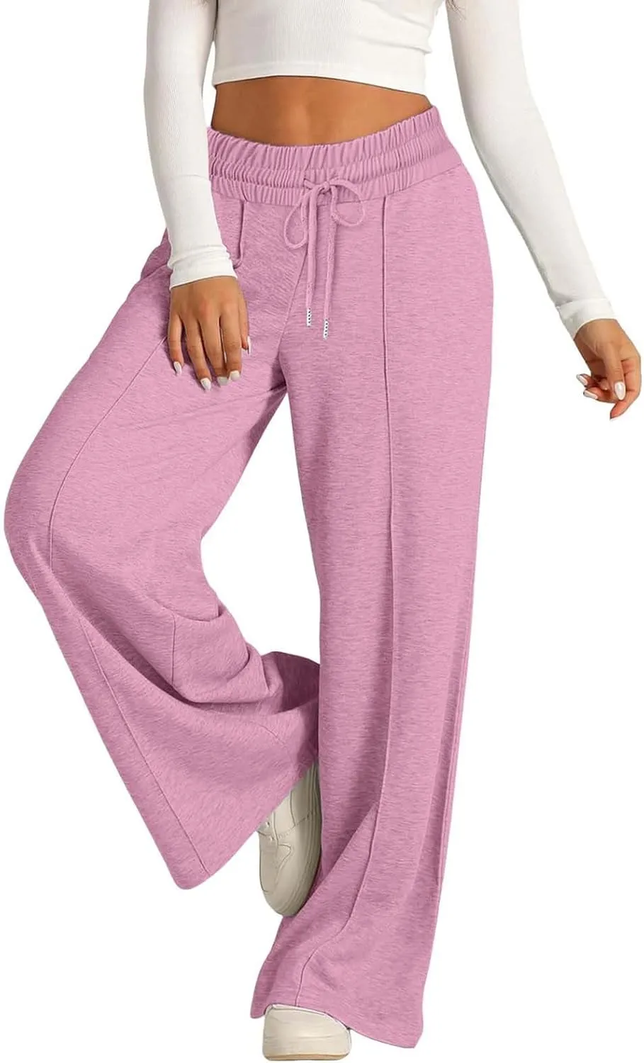 Wide Leg Sweatpants Women 2025 High Waisted Casual Loose Drawstring Sports Athletic Baggy Lounge Pants with Pockets