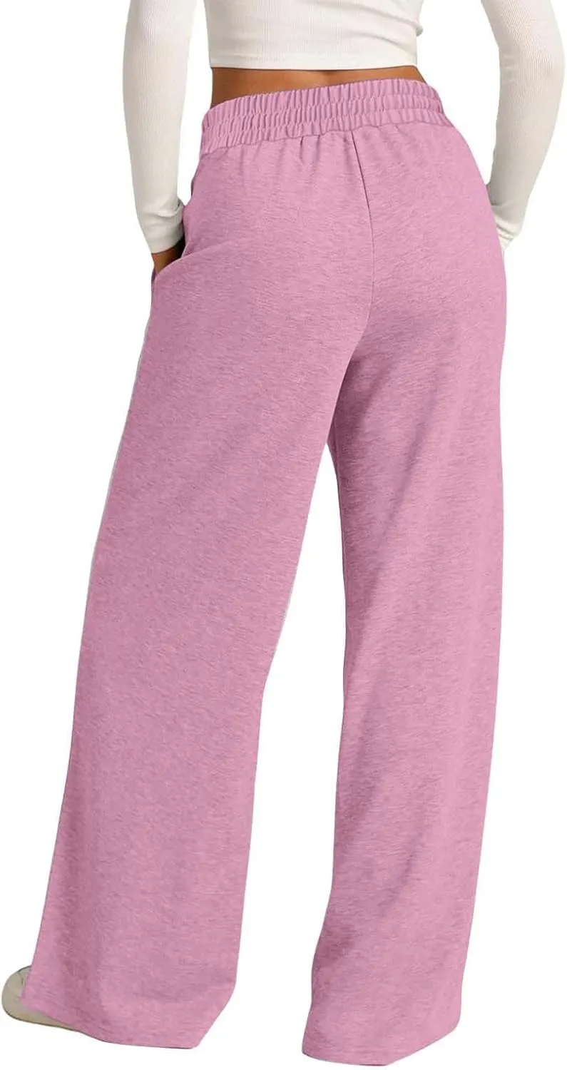Wide Leg Sweatpants Women 2025 High Waisted Casual Loose Drawstring Sports Athletic Baggy Lounge Pants with Pockets