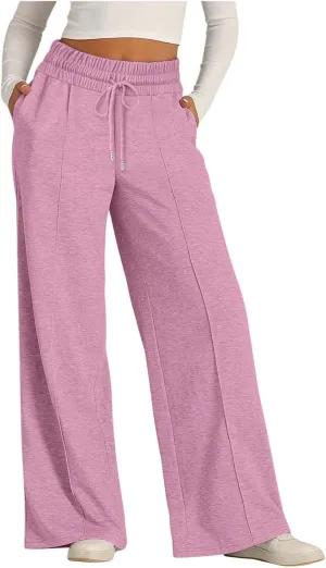 Wide Leg Sweatpants Women 2025 High Waisted Casual Loose Drawstring Sports Athletic Baggy Lounge Pants with Pockets