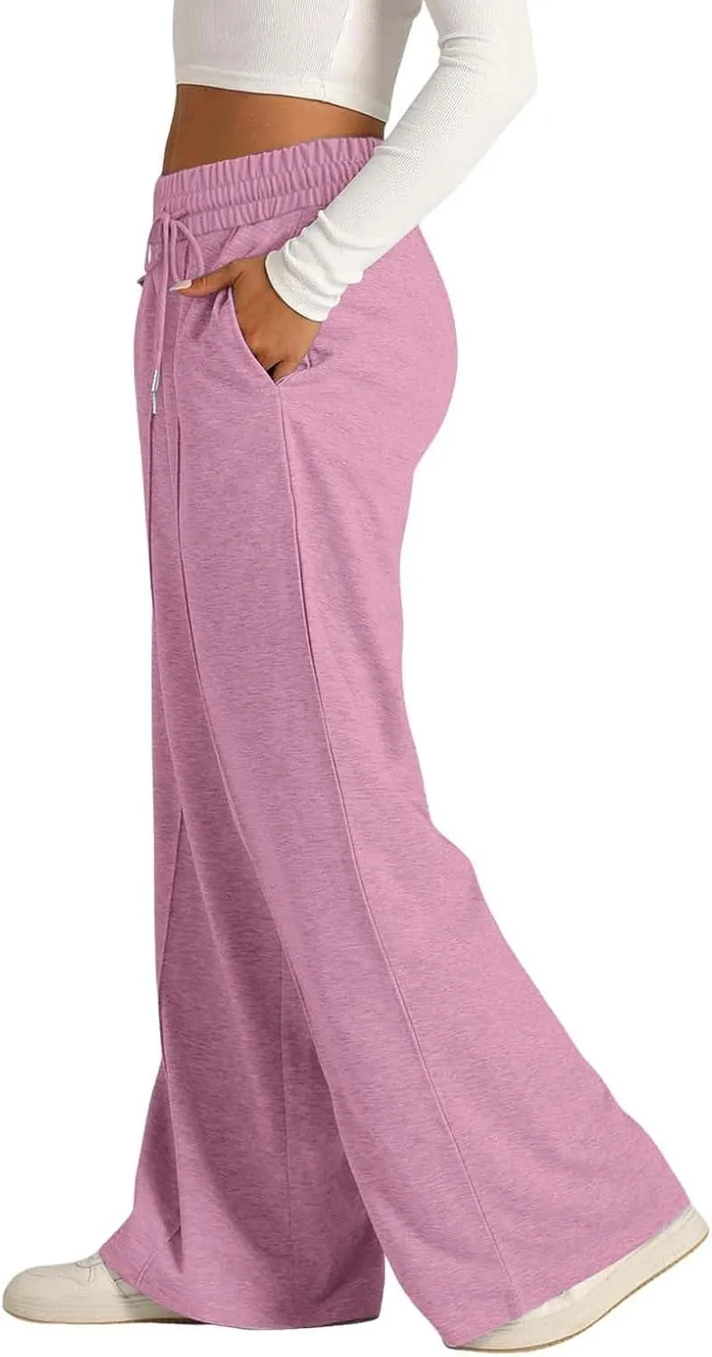 Wide Leg Sweatpants Women 2025 High Waisted Casual Loose Drawstring Sports Athletic Baggy Lounge Pants with Pockets