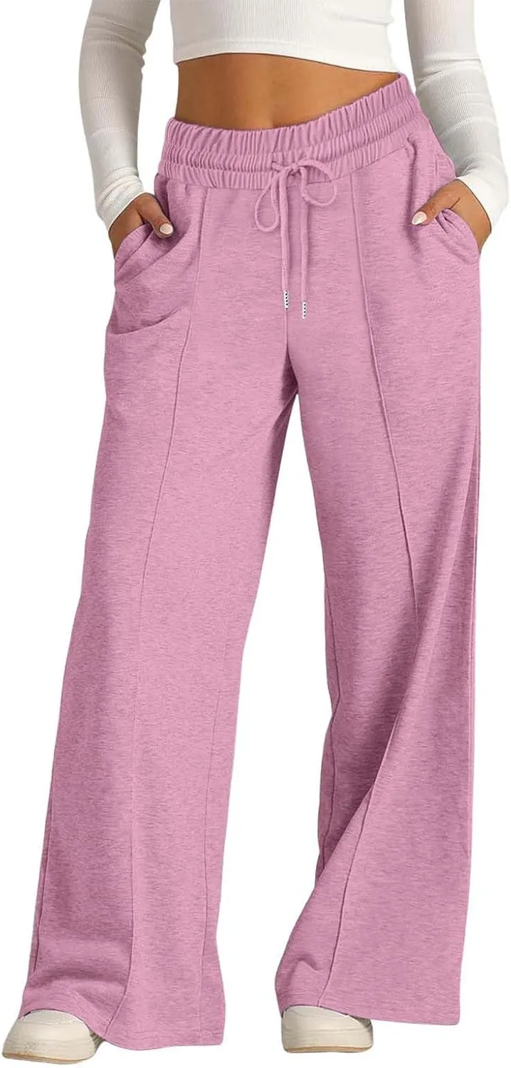 Wide Leg Sweatpants Women 2025 High Waisted Casual Loose Drawstring Sports Athletic Baggy Lounge Pants with Pockets