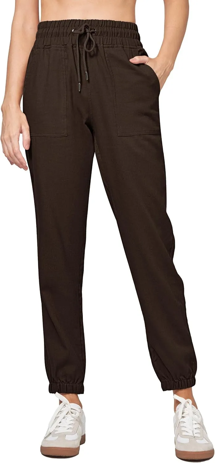 Willit Women Linen Pants Joggers Casual Lightweight Lounge Cotton Linen Travel Beach Summer Pants with Pockets