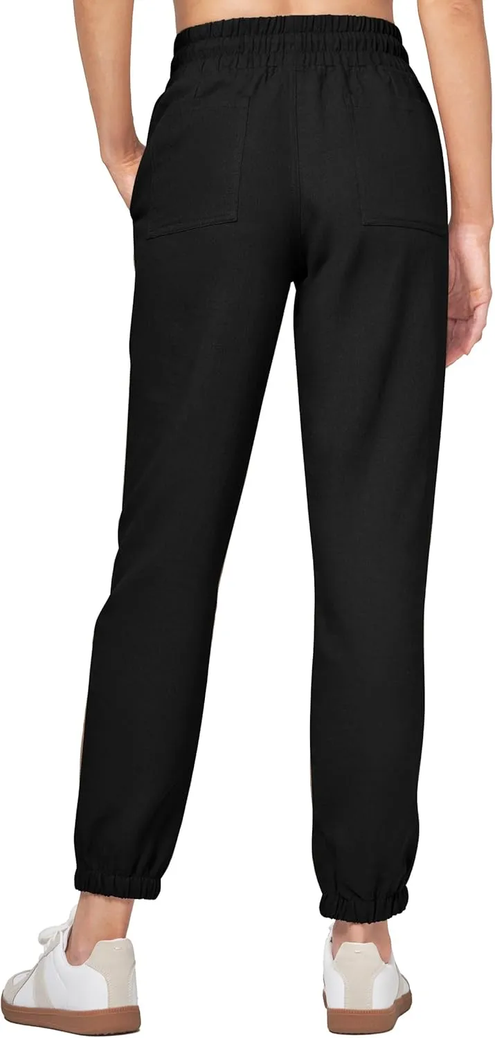 Willit Women Linen Pants Joggers Casual Lightweight Lounge Cotton Linen Travel Beach Summer Pants with Pockets
