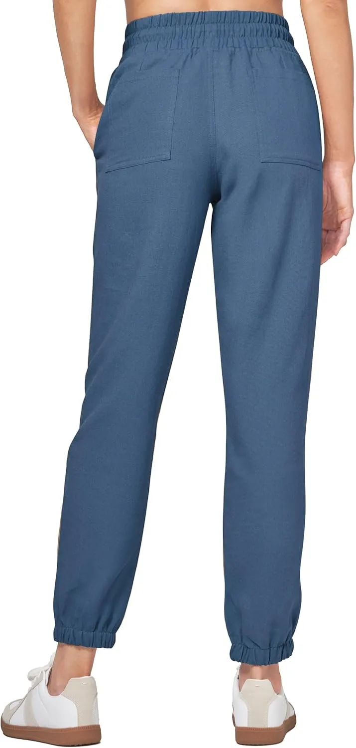 Willit Women Linen Pants Joggers Casual Lightweight Lounge Cotton Linen Travel Beach Summer Pants with Pockets