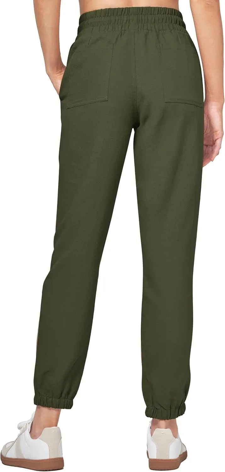 Willit Women Linen Pants Joggers Casual Lightweight Lounge Cotton Linen Travel Beach Summer Pants with Pockets