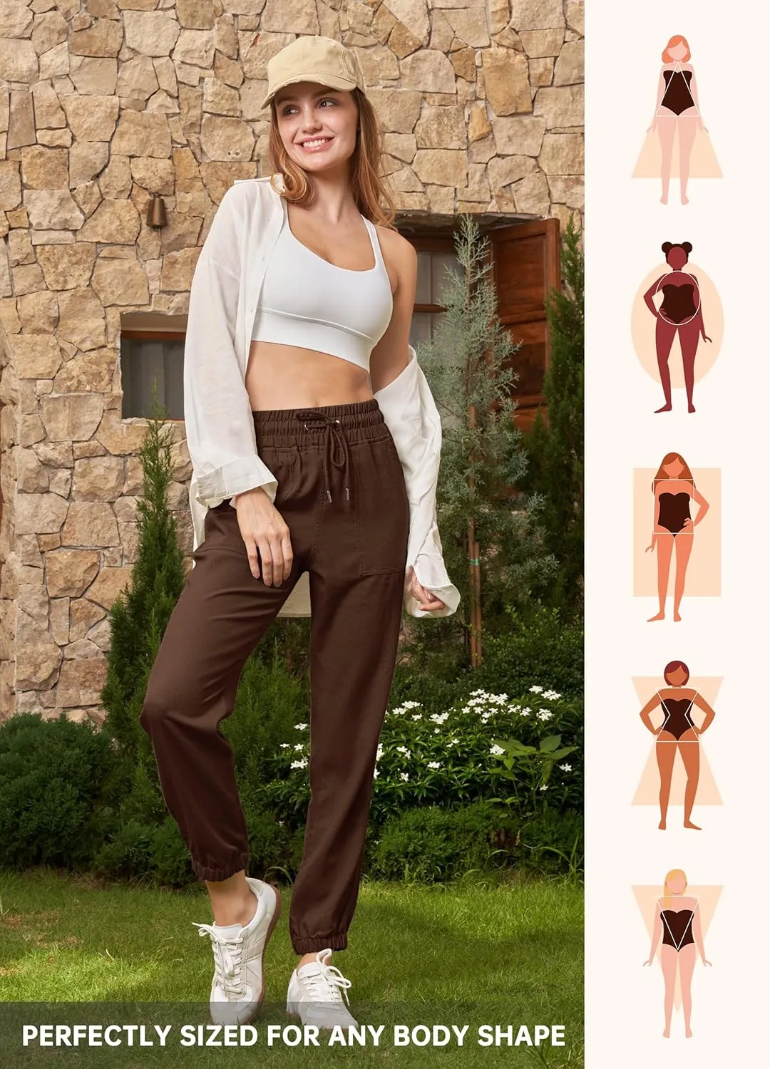 Willit Women Linen Pants Joggers Casual Lightweight Lounge Cotton Linen Travel Beach Summer Pants with Pockets