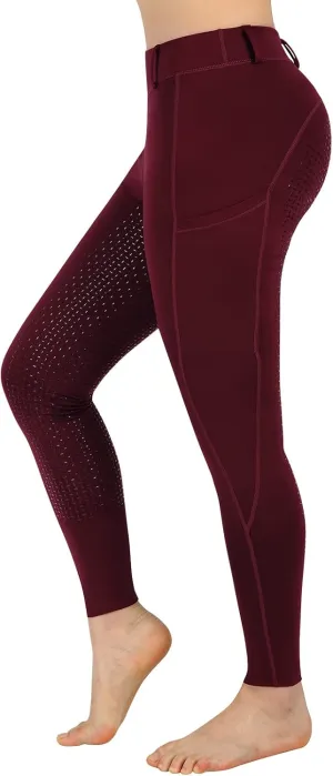 Women Riding Tights Pockets,Women Training Breeches Pants with Silicone Grip