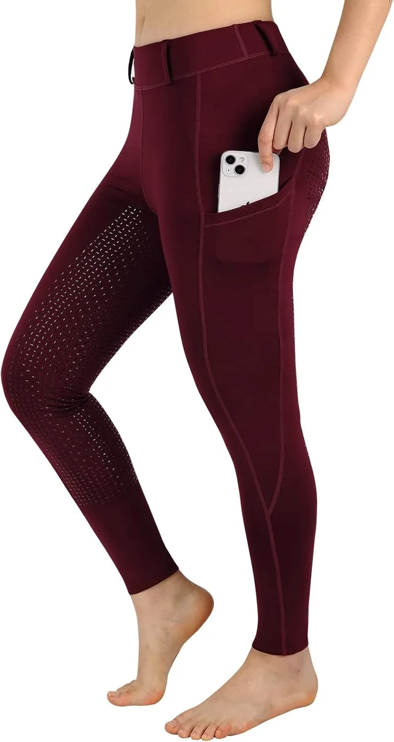 Women Riding Tights Pockets,Women Training Breeches Pants with Silicone Grip