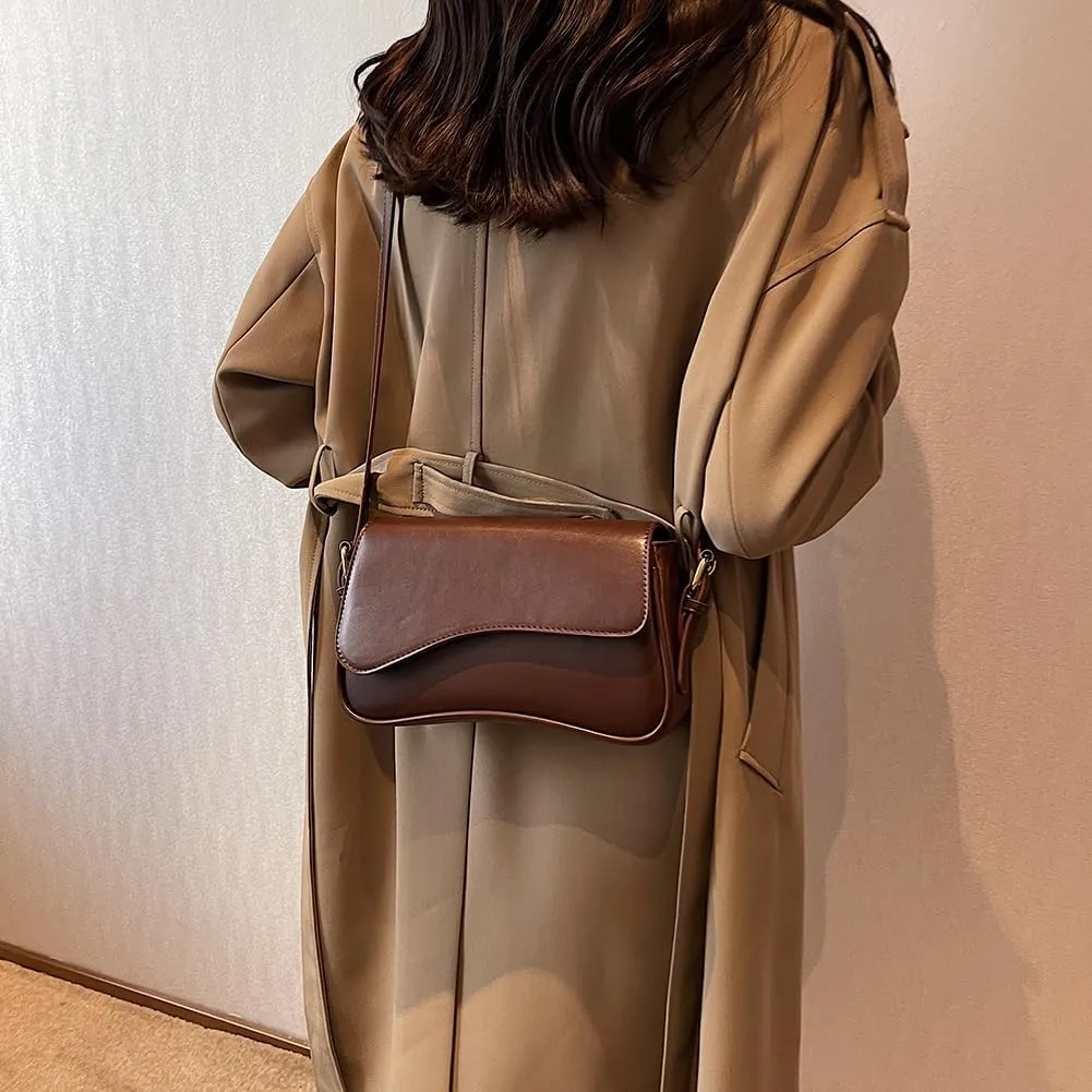 Women Satchel Tote Bag PU Leather Top Handle Bag Buckle Flap Shoulder Bag Trendy Armpit Hobo Bag Shopper Bag