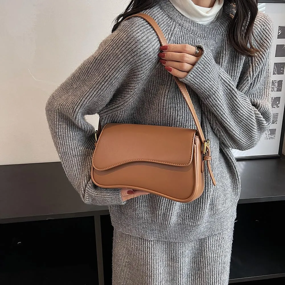 Women Satchel Tote Bag PU Leather Top Handle Bag Buckle Flap Shoulder Bag Trendy Armpit Hobo Bag Shopper Bag