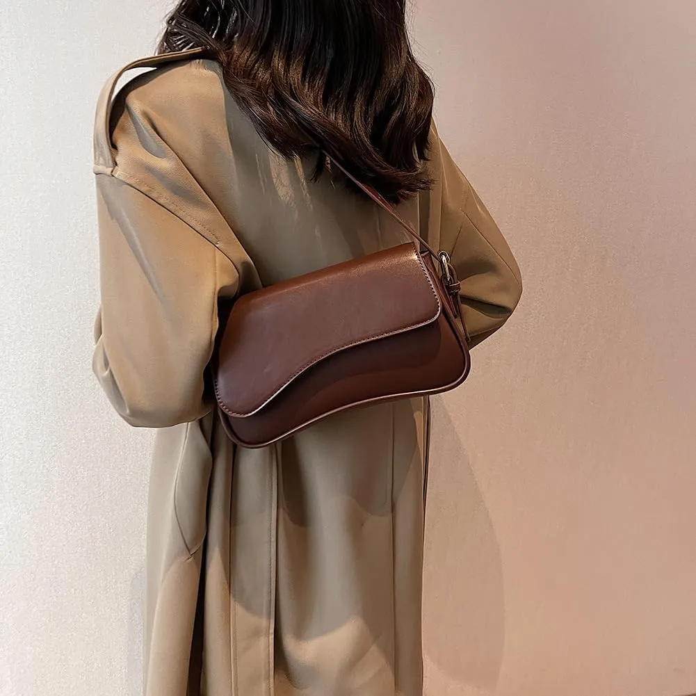 Women Satchel Tote Bag PU Leather Top Handle Bag Buckle Flap Shoulder Bag Trendy Armpit Hobo Bag Shopper Bag