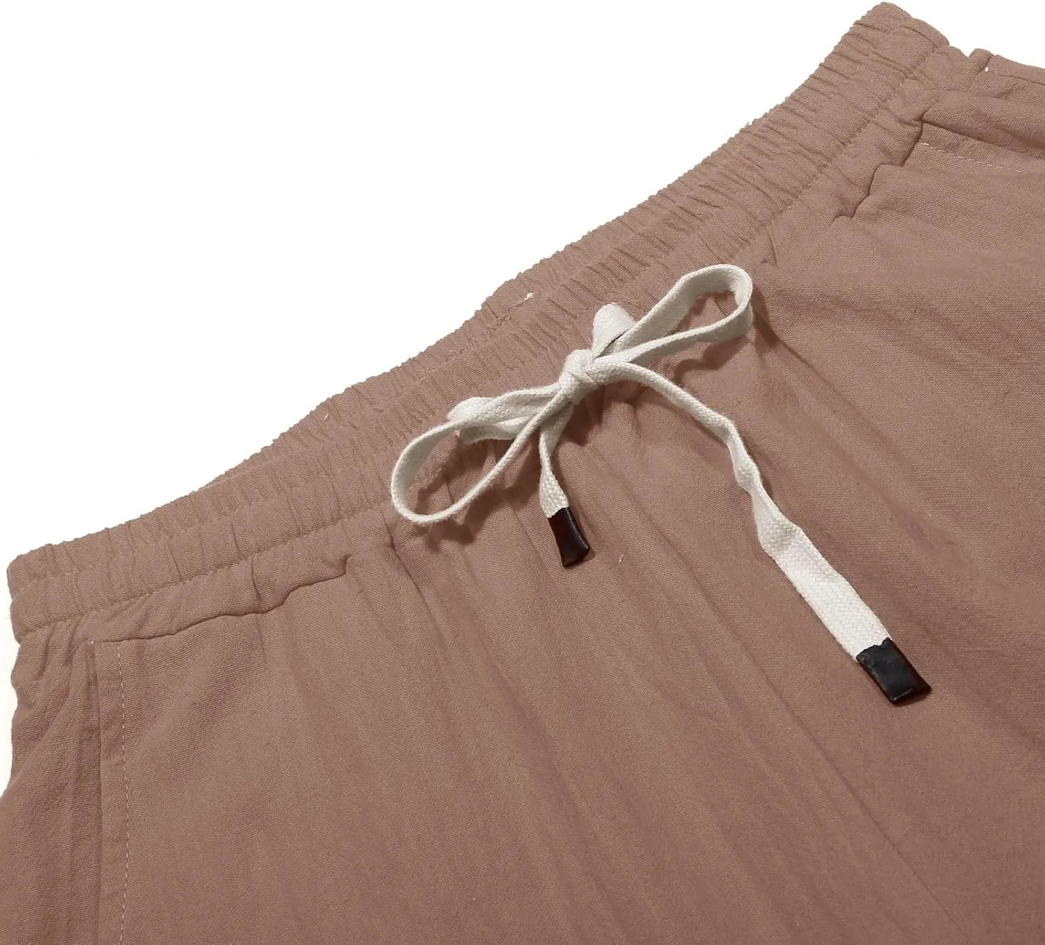 Women Solid Cotton Linen Straight Pants High Waisted Palazzo Trousers Casual Loose Elastic Wide Leg Pant for Summer Beach