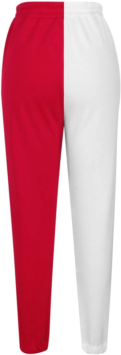Women Sweatpant Casual Color Block Patchwork Trouser Elastic High Waist Drawstring Joggers Baggy Pants with Pockets