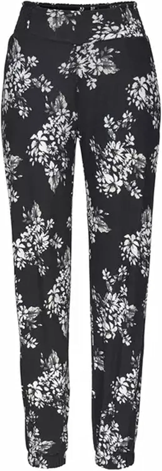 Women Wide Leg High Waist Drawstring Palazzo Pants Casual Summer Flowy Boho Beach Harem Slacks Printed Linen Trousers