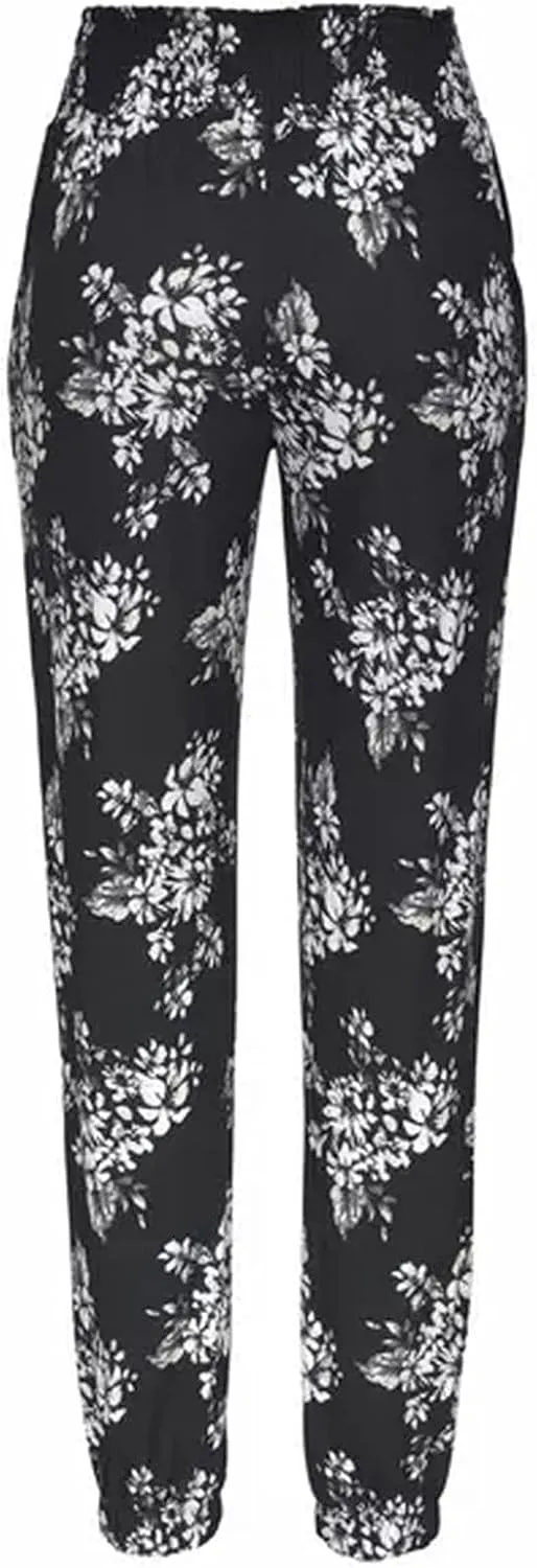 Women Wide Leg High Waist Drawstring Palazzo Pants Casual Summer Flowy Boho Beach Harem Slacks Printed Linen Trousers