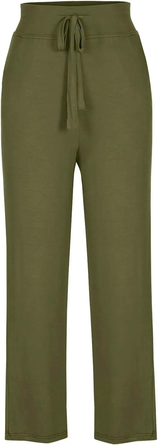 Women Yoga Pants Long Modal Comfy Drawstring Trousers Loose Straight Leg Yoga Running Athletic Lounge Pants