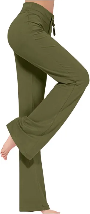 Women Yoga Pants Long Modal Comfy Drawstring Trousers Loose Straight Leg Yoga Running Athletic Lounge Pants
