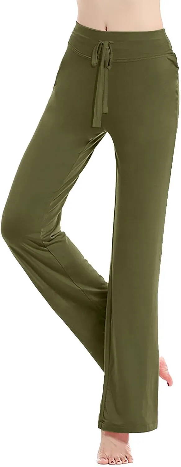 Women Yoga Pants Long Modal Comfy Drawstring Trousers Loose Straight Leg Yoga Running Athletic Lounge Pants