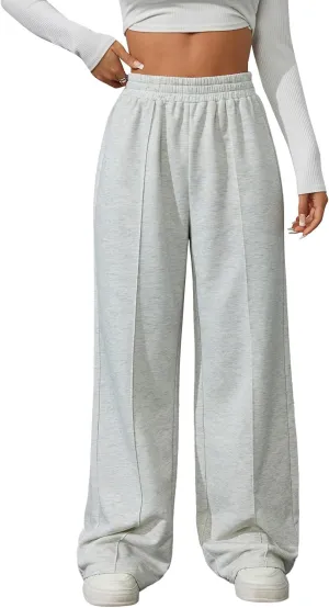 Women's Baggy Sweatpants Elastic High Waisted Straight Leg Pants Casual Loose Long Jogger Pants