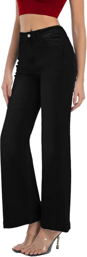 Women's Bell Bottom Jeans High Waisted Stretchy Curvy Flare Denim Pants