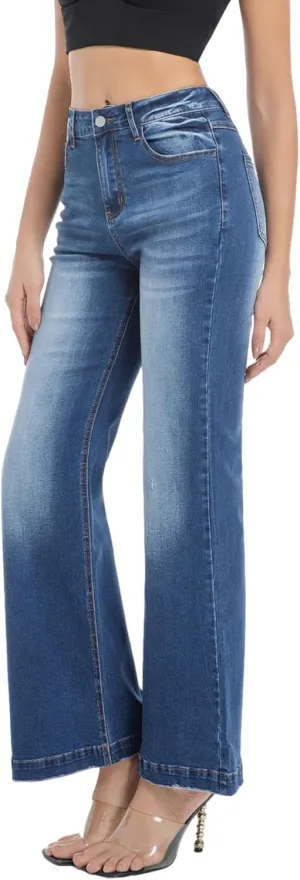 Women's Bell Bottom Jeans High Waisted Stretchy Curvy Flare Denim Pants