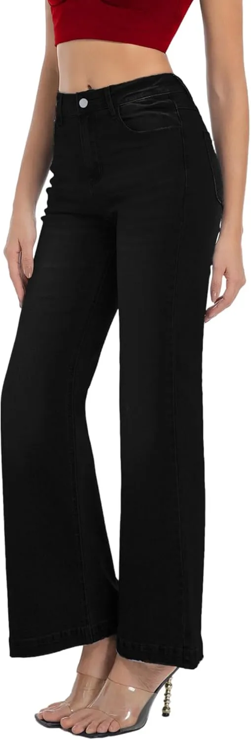 Women's Bell Bottom Jeans High Waisted Stretchy Curvy Flare Denim Pants