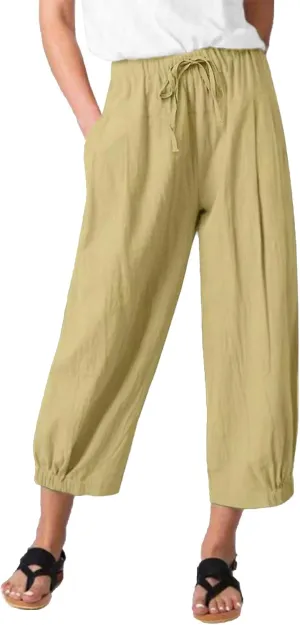 Womens Capri Pants Wide Leg Crop Pants Loose Comfy Drawstring Lounge Yoga Capris Paper Bag Pants with Pockets