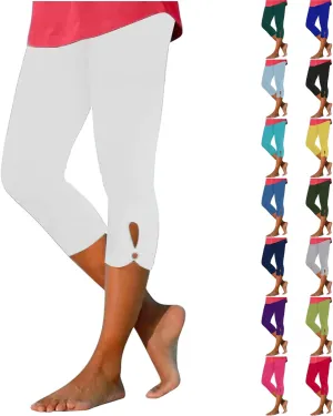 Womens Capris for Summer Dressy Cropped High Waist Yoga Pants Comfy Stretchy Leggings Workout Compression Pants