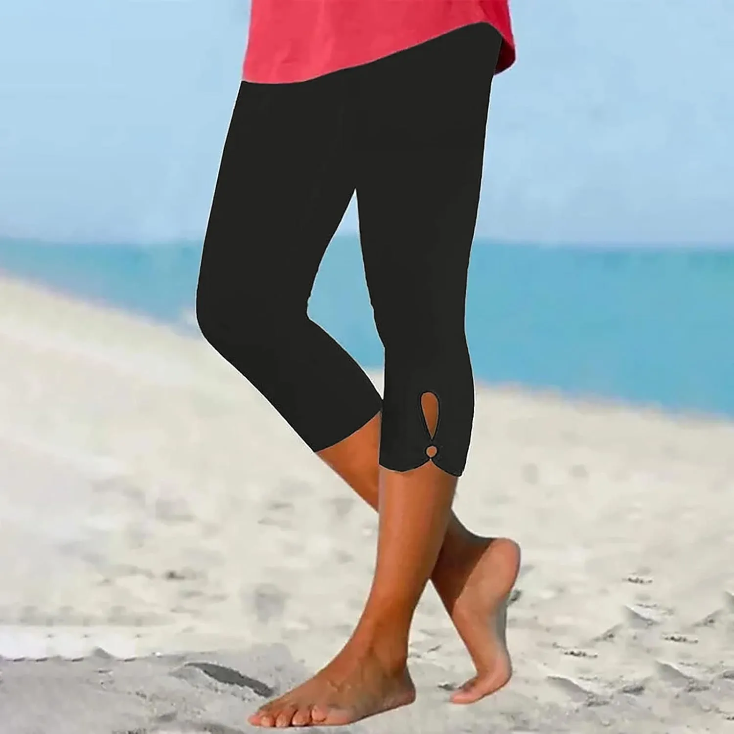 Women's Capris Leggings,Workout Yoga Pants,Tummy Control Compression Legging,Dressy Cut Out Lace Cropped Pant 2025