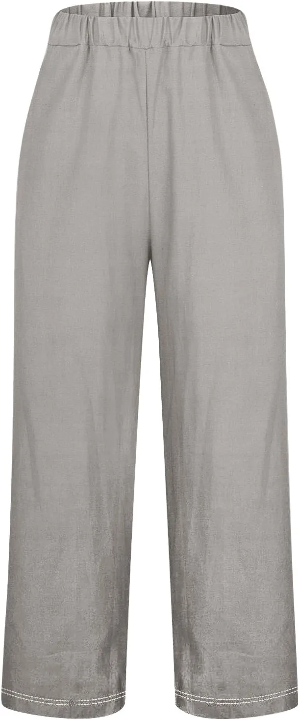 Womens Casual Cotton Linen Pants and Pants with Pocket Long Pants Wide Leg Long Lounge Pant Trousers Lounge Sets for