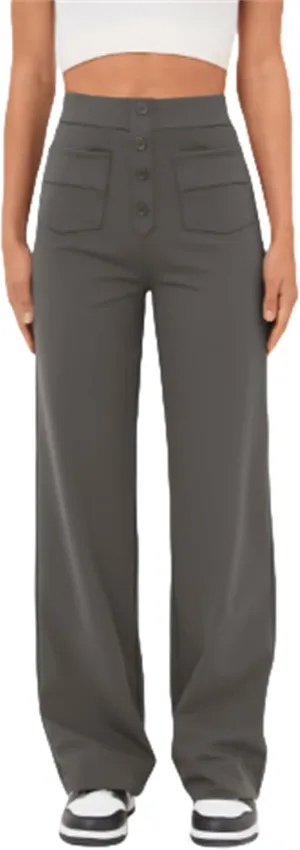 Women's Casual High Waist Stretch Pants,Tummy Control Sailor Wide Leg Trouser Work Straight Leg Stretchy Pants