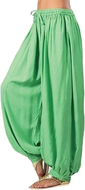 Women's Cotton Linen Lantern Trousers Solid Low-Waisted Relax Fit Pant Elastic Drawstring Wide Leg Pants for Causal