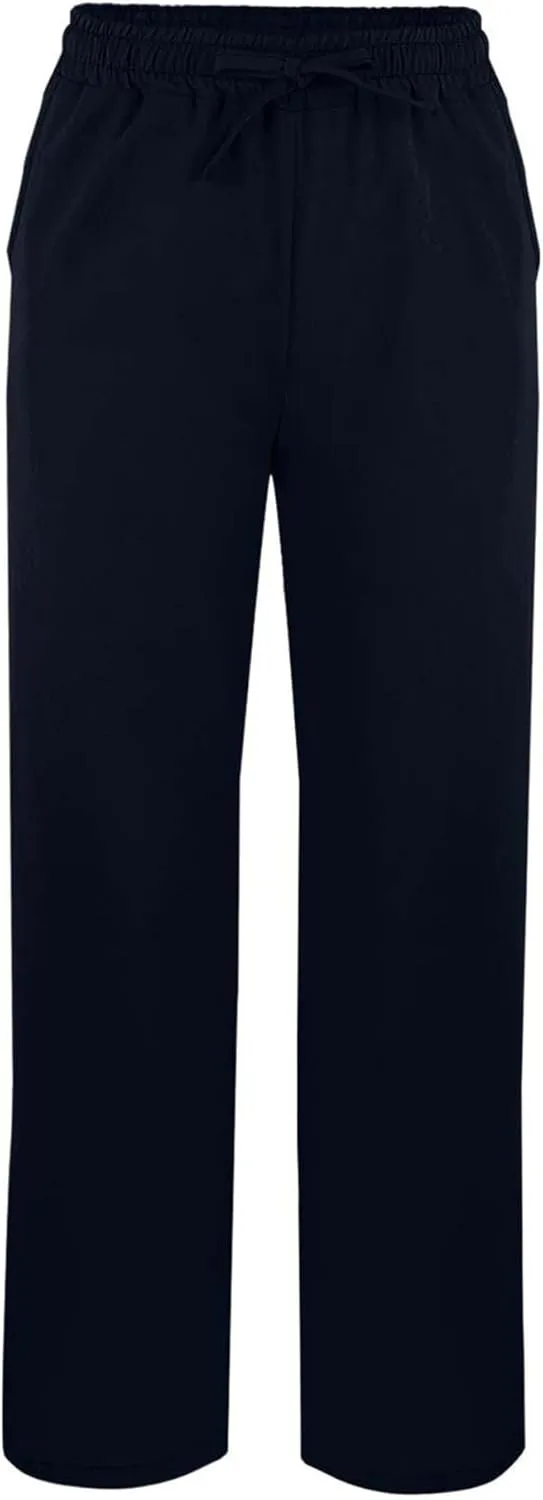 Women's Cotton Linen Leg Casual Pants Elastic Drawstring Straight Trousers with Pockets Summer Beach Lounge Pants