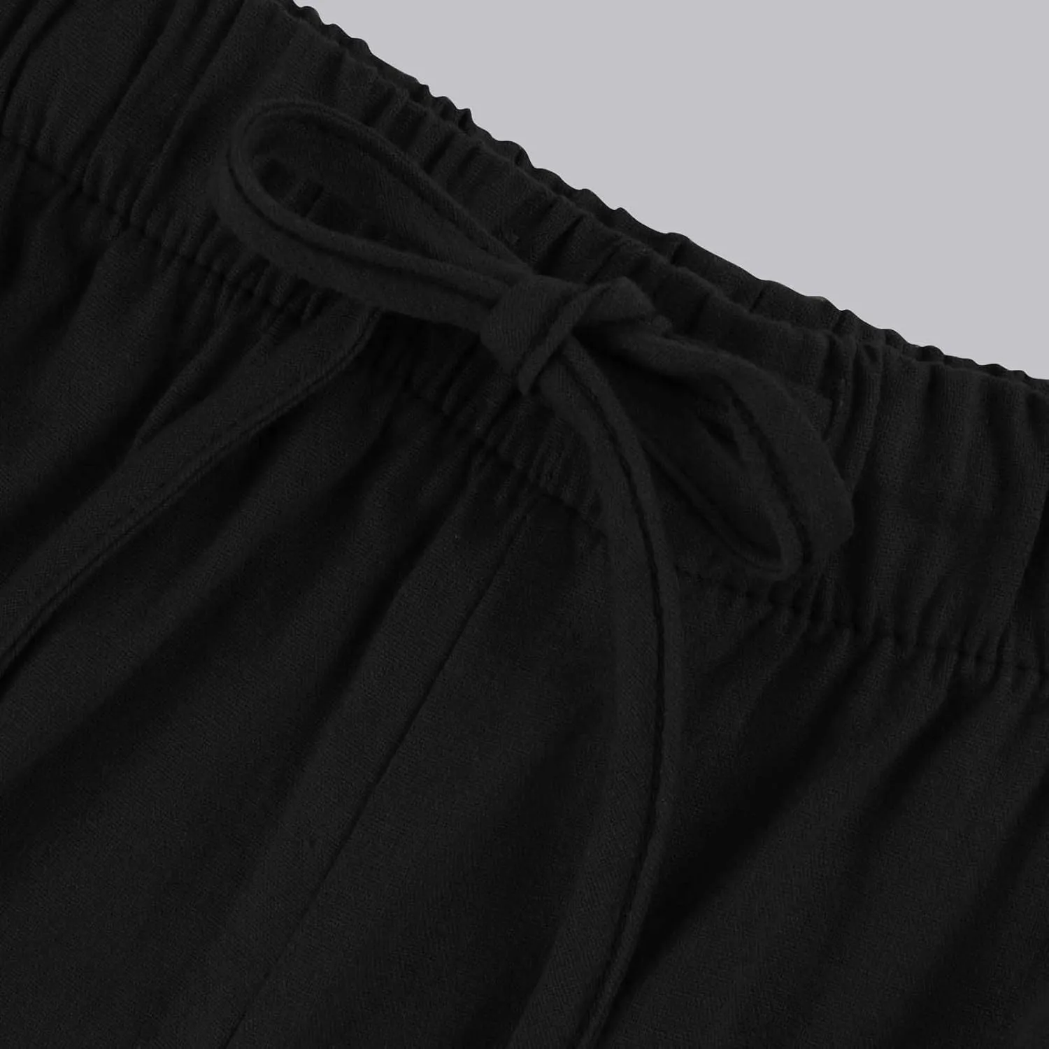 Womens Drawstring Elastic Waist Casual Wide Leg Trousers Cotton Linen Flowy Vacation Beach Palazzo Pants with Pockets