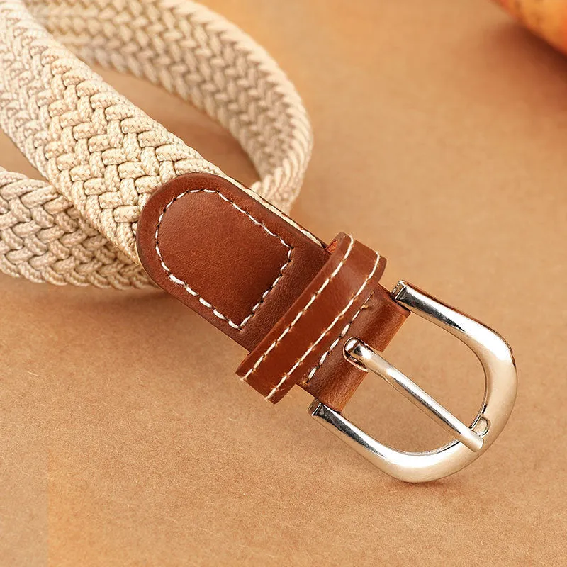 Women's Elastic Woven Elastic Pant Belt Men's and Women's Korean-Style Pin Buckle Student Thin Belt