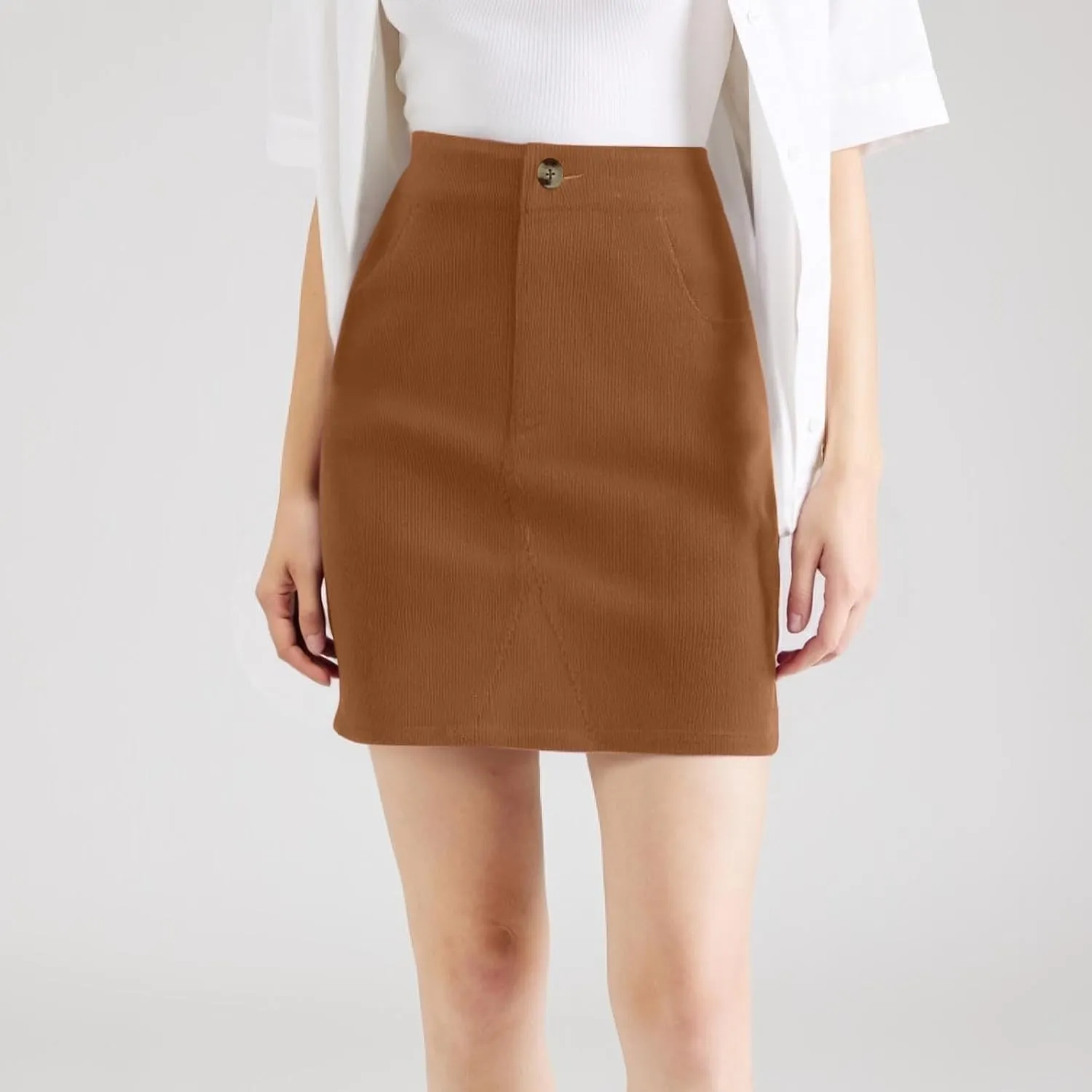 Women's Fall Midi Pencil Skirts Dressy Casual Work High Waisted Trendy Winter Corduroy Skirt with Pocket