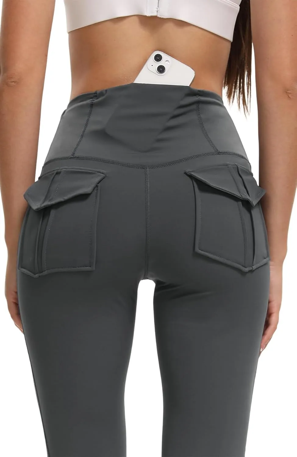 Women's Flare Leggings with Pockets High Waisted Butt Lifting No Front Seam Tummy Control Bootcut Yoga Pants for Women