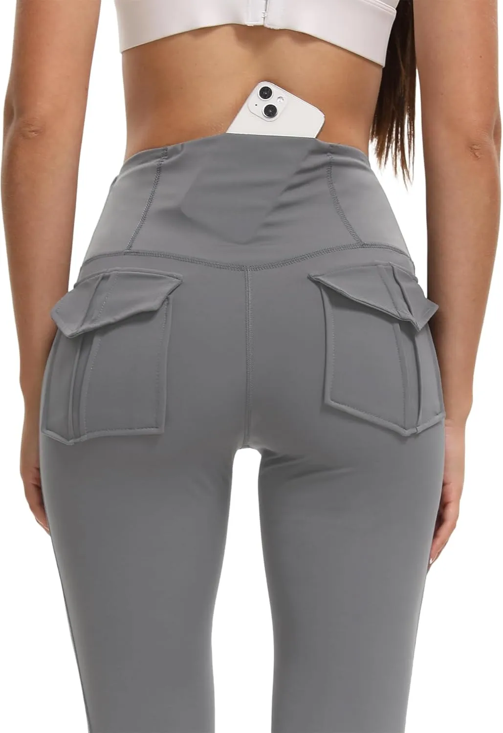 Women's Flare Leggings with Pockets High Waisted Butt Lifting No Front Seam Tummy Control Bootcut Yoga Pants for Women